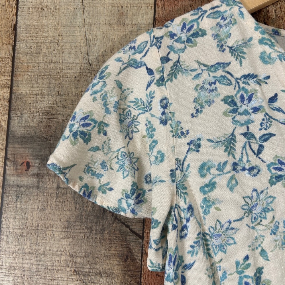 Lucky Brand Floral Midi Dress Blue Cottagecore Boho Pockets Medium - Picture 6 of 8